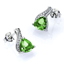 Trillion Cut Peridot Sterling Silver Earrings