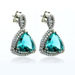 Paraiba Stone Earrings In Sterling Silver