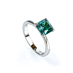 Princess Cut Alexandrite Solitaire Silver Ring