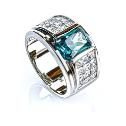 Emerald Cut Alexandrite Mens Silver Ring