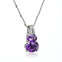 Two Oval Cut Amethyst Silver Pendant