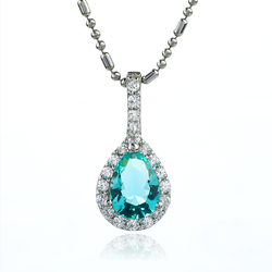 Sterling Silver Paraiba Pear Cut Pendant