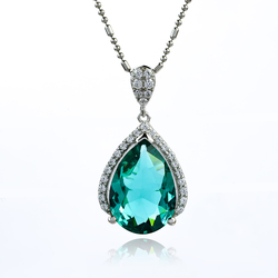 Sterling Silver Paraiba Big Pear Cut Pendant