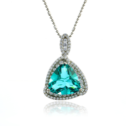 Paraiba Stone Pendant In Sterling Silver