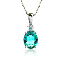 Oval-Cut Silver Pendant with Paraiba