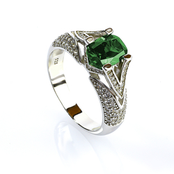 925 Sterling Silver Emerald Ring