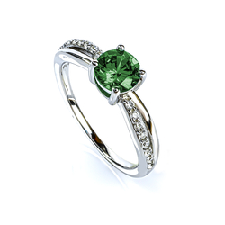Emerald Round Cut Silver Ring