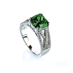 Micro Pave Emerald .925 Sterling Silver Ring