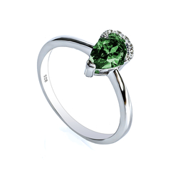 925 Sterling Silver Emerald Ring Solitaire