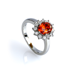 Silver Oval Cut Fire Cherry Opal Ring