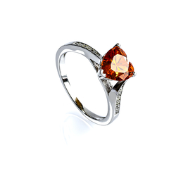 Gorgeous Heart Shape Fire Opal Silver Ring