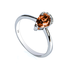 925 Sterling Silver Fire Opal Ring Solitaire