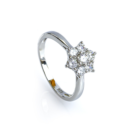 Flower Simulated Diamond Sterling Silver Ring