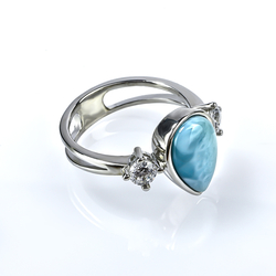 Larimar Stone Silver Ring