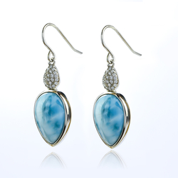 Genuine Larimar Stone Silver Earrings