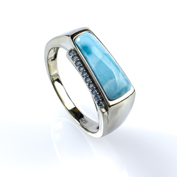 Genuine Larimar Stone Stone Silver Ring