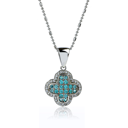 Sterling Silver Cross With Paraiba Stone