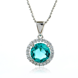 Paraiba Round Cut Stone Pendant