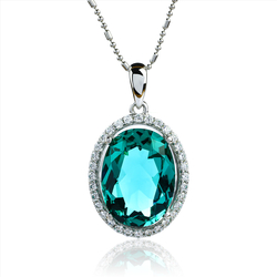 Big Oval Cut Paraiba Sterling Silver Pendant