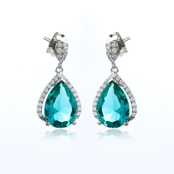 Sterling Silver Paraiba Big Pear Cut Earrings