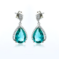 Sterling Silver Paraiba Big Pear Cut Earrings