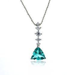 Trillion Cut Paraiba Silver Pendant