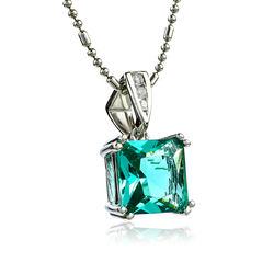 Paraiba Princess Cut Silver Pendant