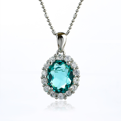 Oval Cut Paraiba Silver Pendant