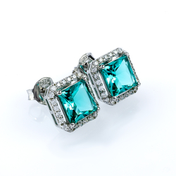 Paraiba Stone Silver Earrings