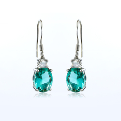 Sterling Silver Paraiba Oval Cut Earrings