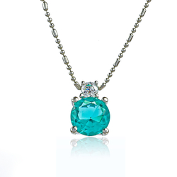 Solitaire Paraiba Sterling Silver Pendant