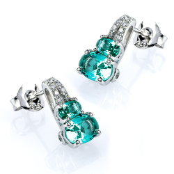 Two Oval Cut Paraiba Silver Earrings