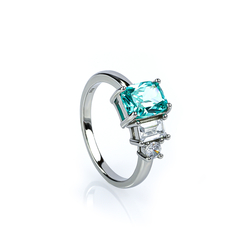 Three Stone Paraiba Tourmaline Ring