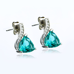 Trillion Cut Paraiba Sterling Silver Earrings