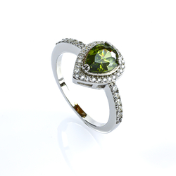 Solitaire Pear Cut Peridot Ring