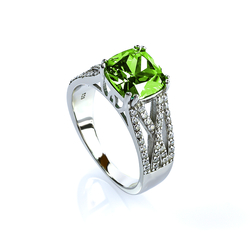 Micro Pave Peridot .925 Sterling Silver Ring