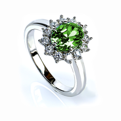 Silver Oval Cut Peridot Ring