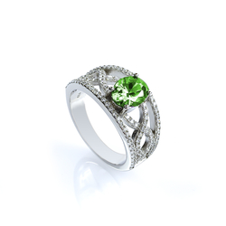 Oval Cut Peridot and Simulated Diamonds