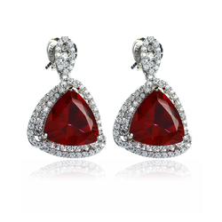 Ruby Stone Earrings In Sterling Silver