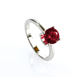 Solitaire Ruby Sterling Silver Ring