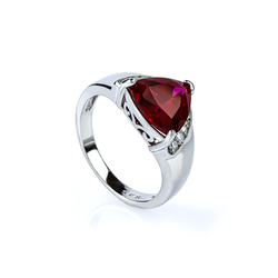 Sterling Silver Trillion Cut Red Ruby Ring
