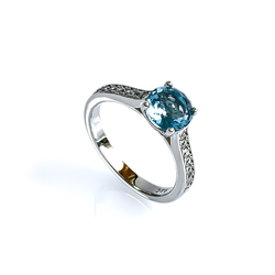 Aquamarine Silver Engagement Ring