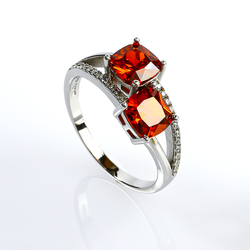 Princess Cut Fire Opal Ring