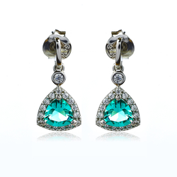 Sterling Silver Paraiba Trillion Cut Earrings