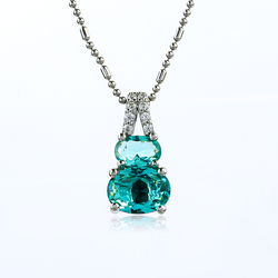 Two Oval Cut Paraiba Silver Pendant