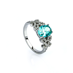 Sterling Silver Paraiba Ring With Sterling Silver