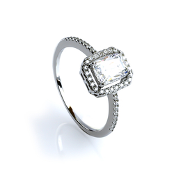 Silver Ring with Emerald Cut Stone