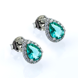 Sterling Silver Paraiba Pear Cut Earrings