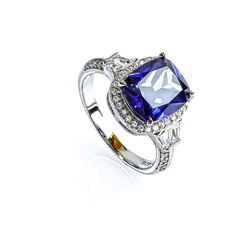 Emerald Cut Tanzanite Silver Ring