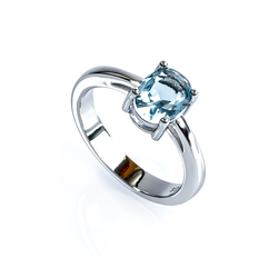 Aquamarine Silver Engagement Ring